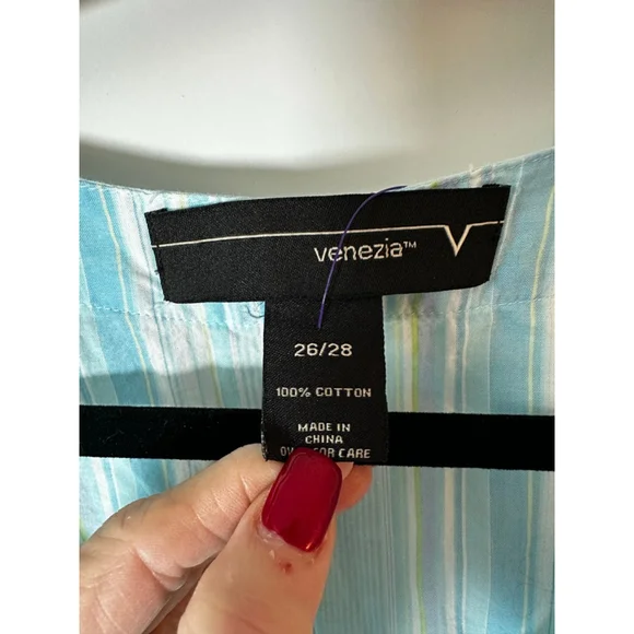 Women's Venezia Blue Striped Blouse Plus Size 26 - Picture 3 of 4